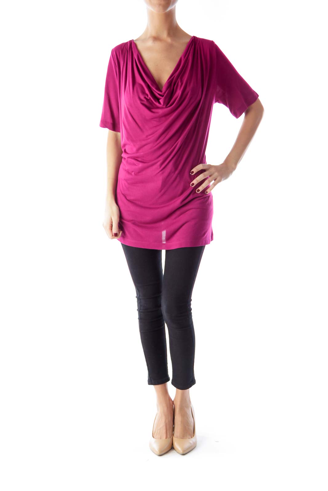 Magenta Draped Shirt