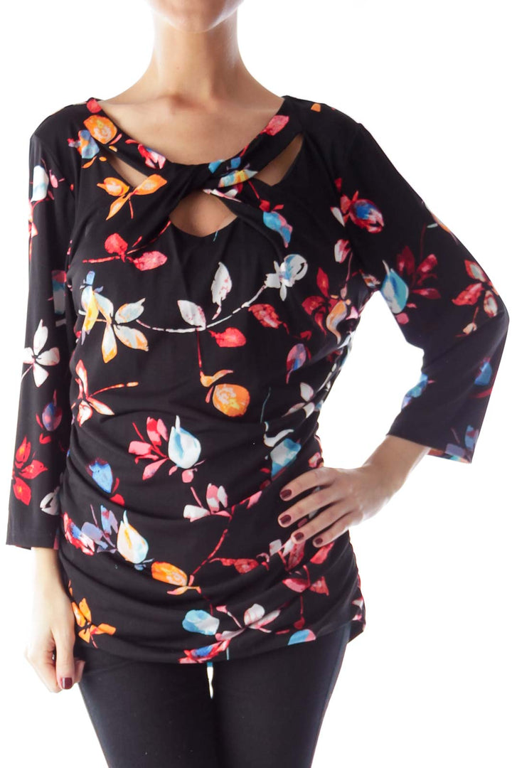 Black Floral Long Sleeve Shirt