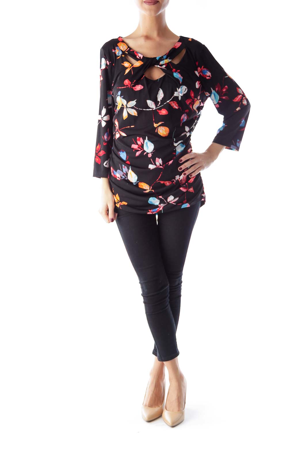 Black Floral Long Sleeve Shirt