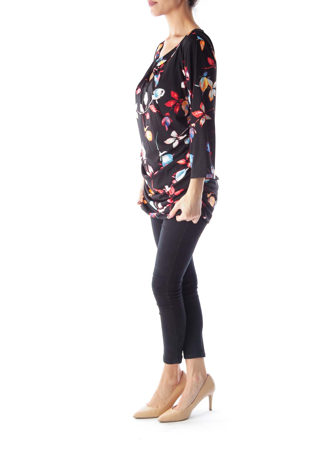 Black Floral Long Sleeve Shirt