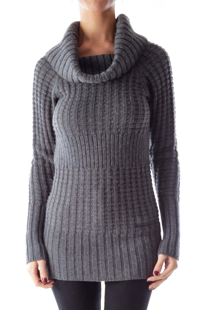 Gray Knit Turtleneck Sweater