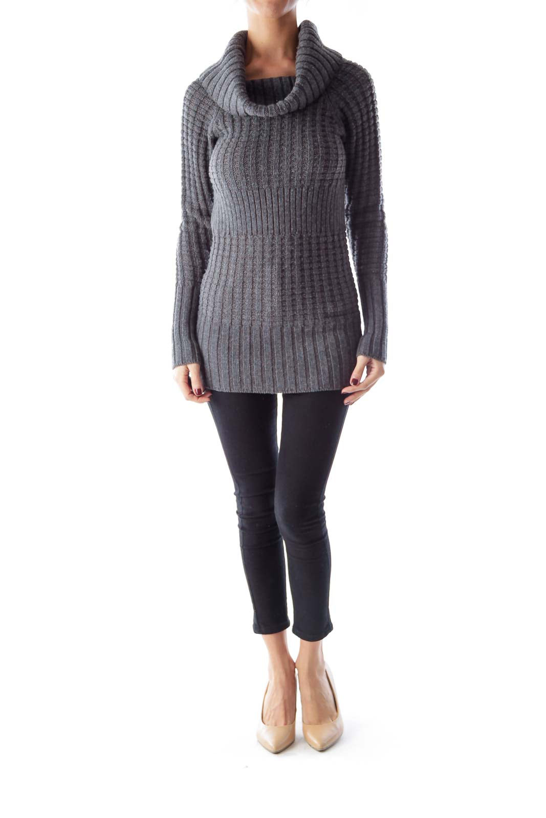 Gray Knit Turtleneck Sweater