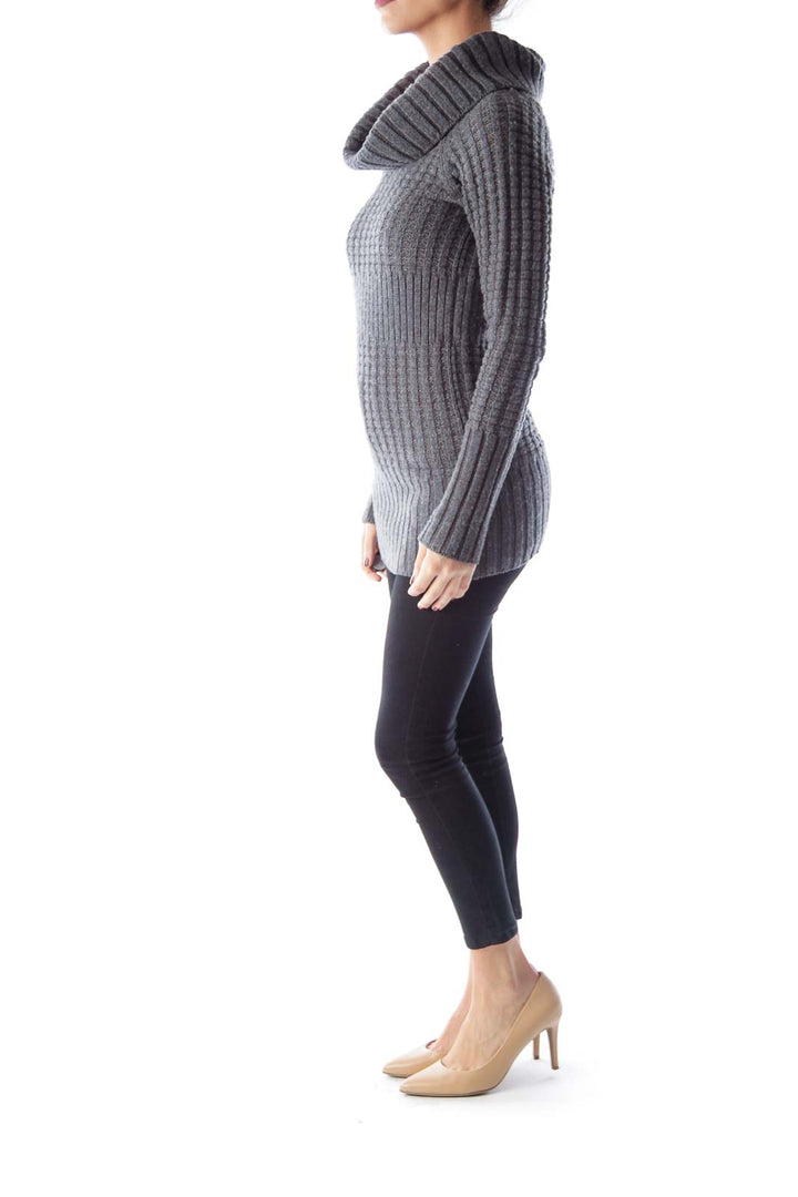 Gray Knit Turtleneck Sweater