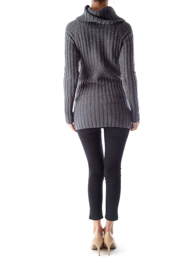 Gray Knit Turtleneck Sweater