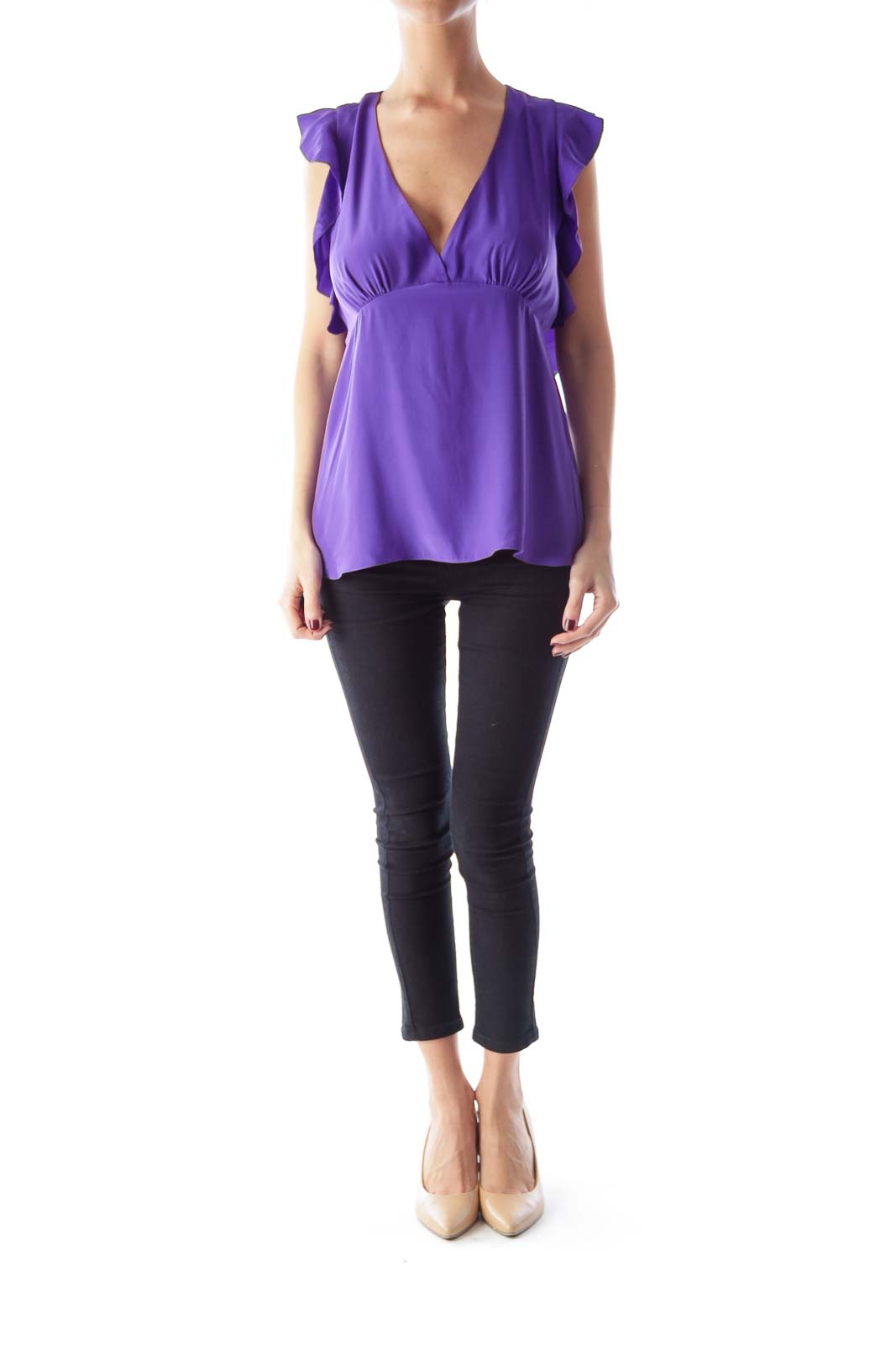 Purple Ruffle Open Back Top