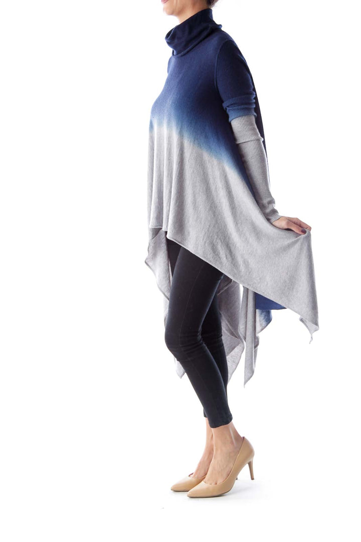 Blue & Gray Asymmetric Merino Sweater