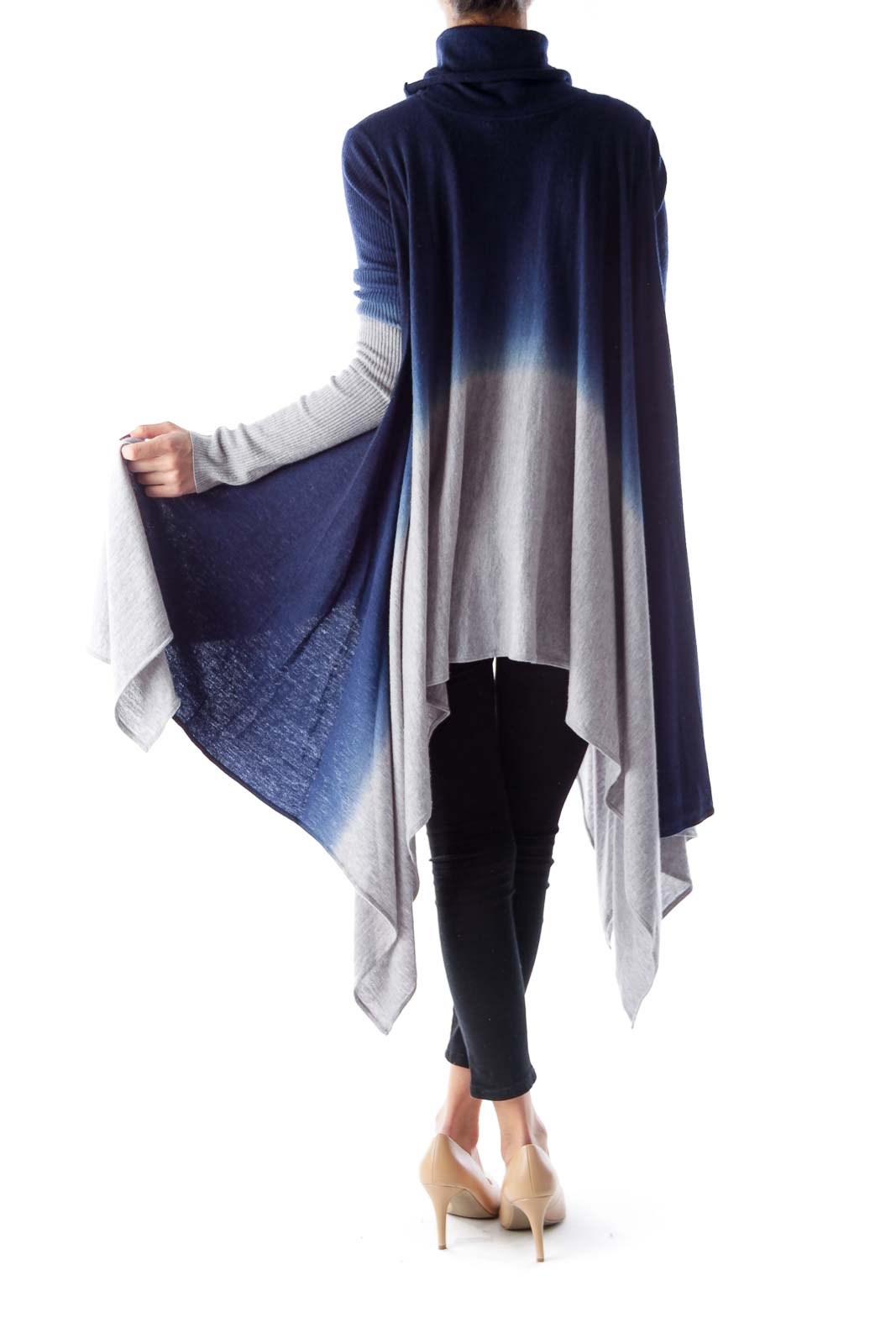 Blue & Gray Asymmetric Merino Sweater