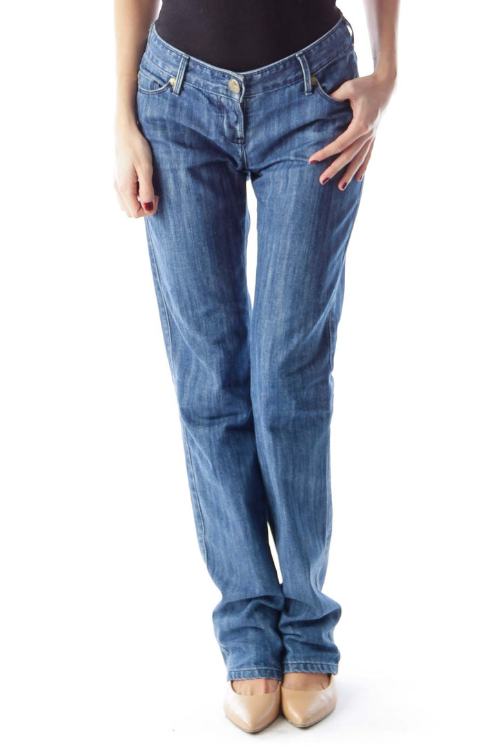 Blue Washed Straight Jeans