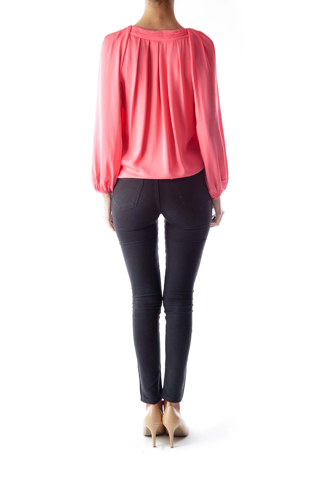 Peach V Neck BLouse