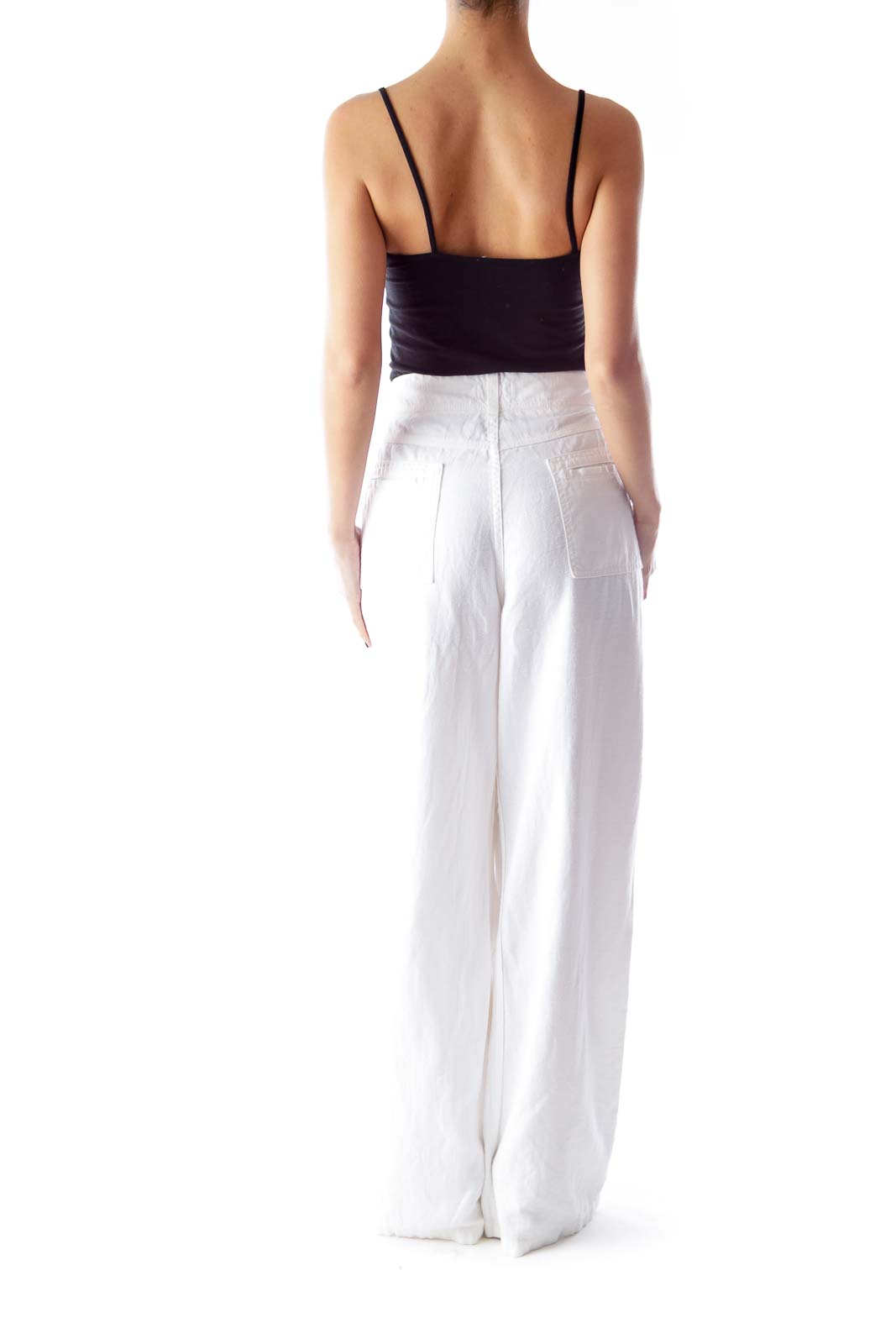 White Linen Straight Pants