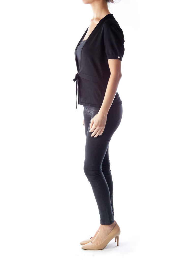 Black Open Short Sleeve Cardigan