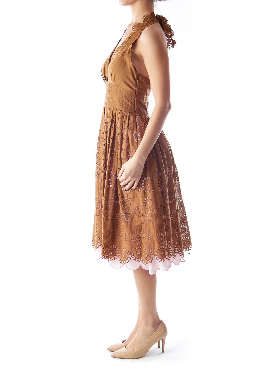 Brown & Pink Eyelet Dress