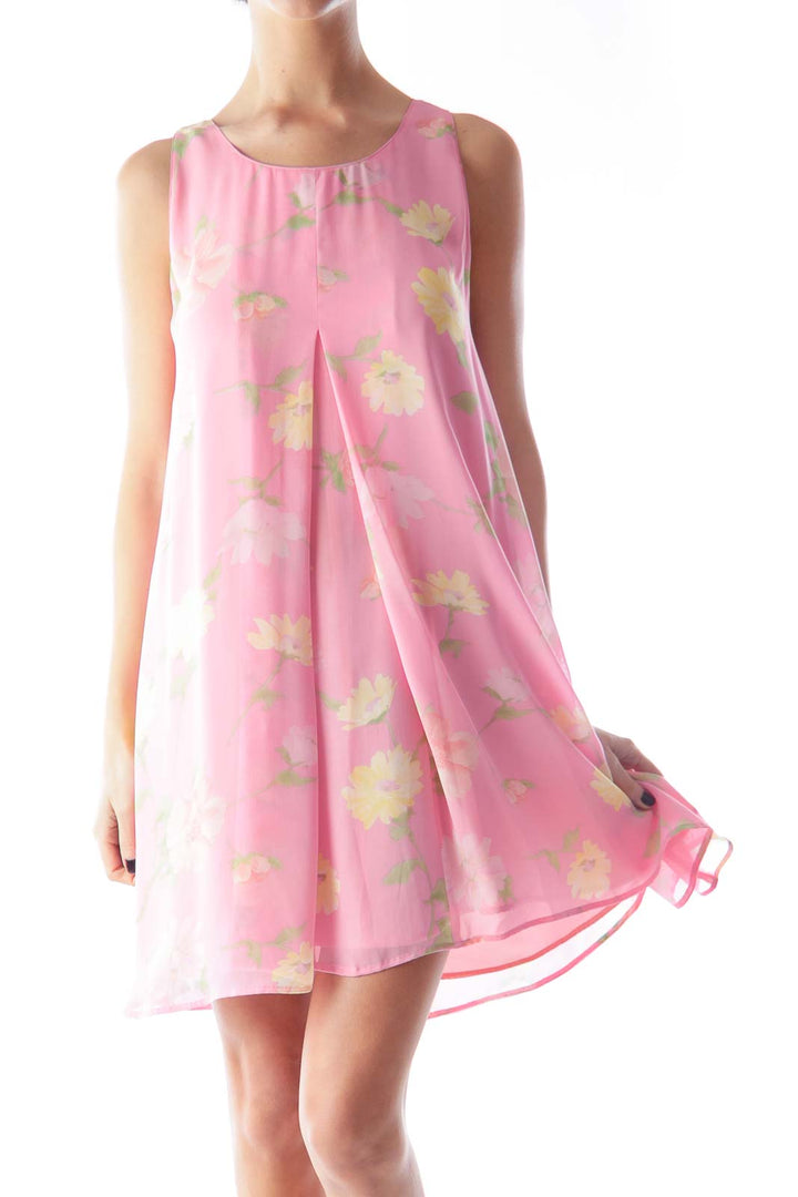 Pink Floral A Line Dress