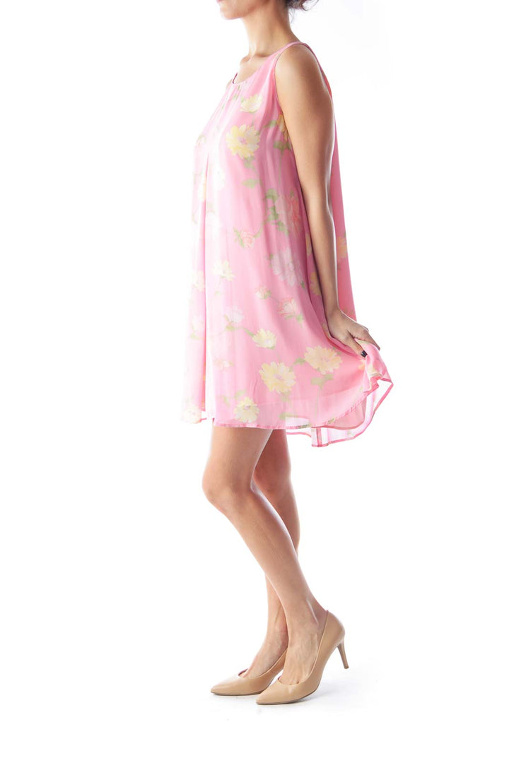 Pink Floral A Line Dress