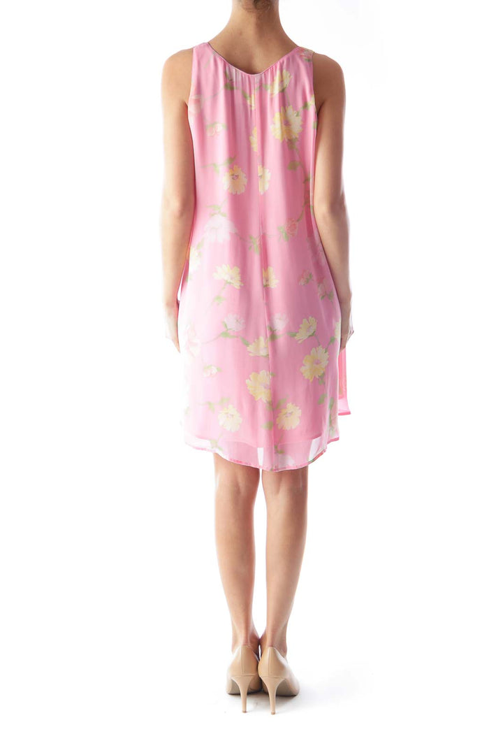 Pink Floral A Line Dress