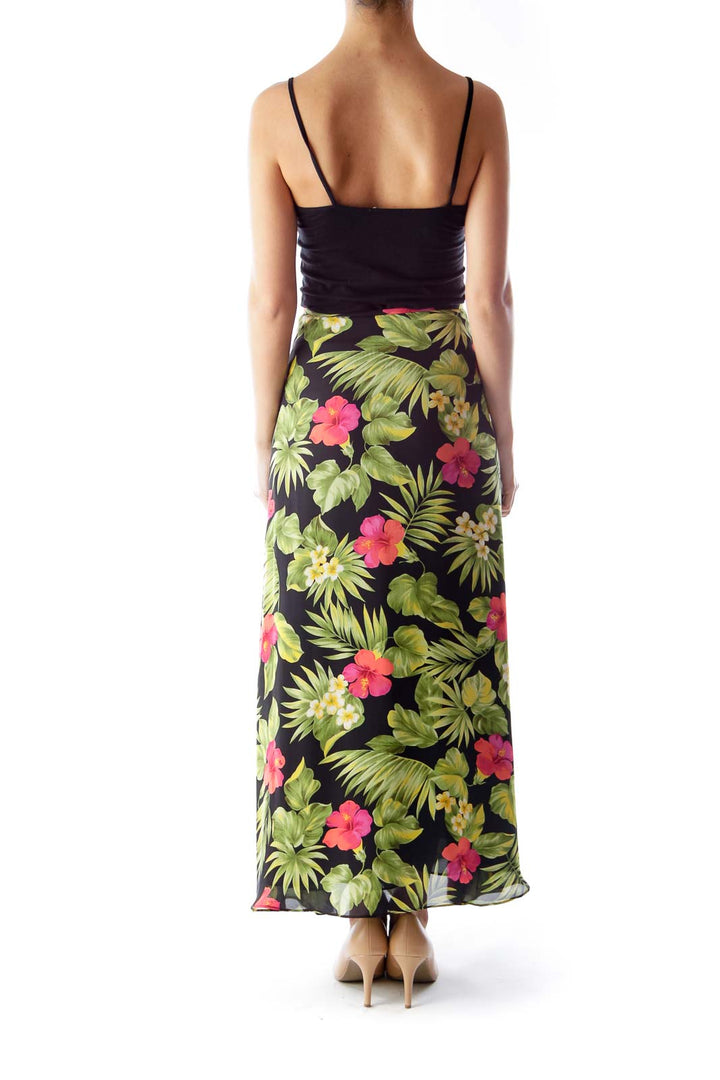 Black Floral Midi Skirt