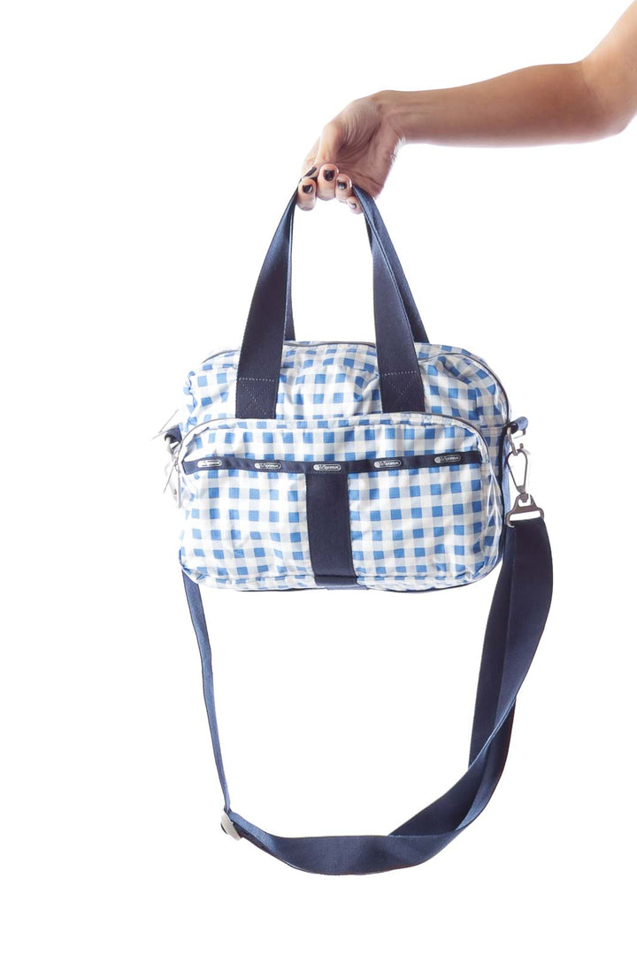 Blue & White Plaid Crossbody Bag