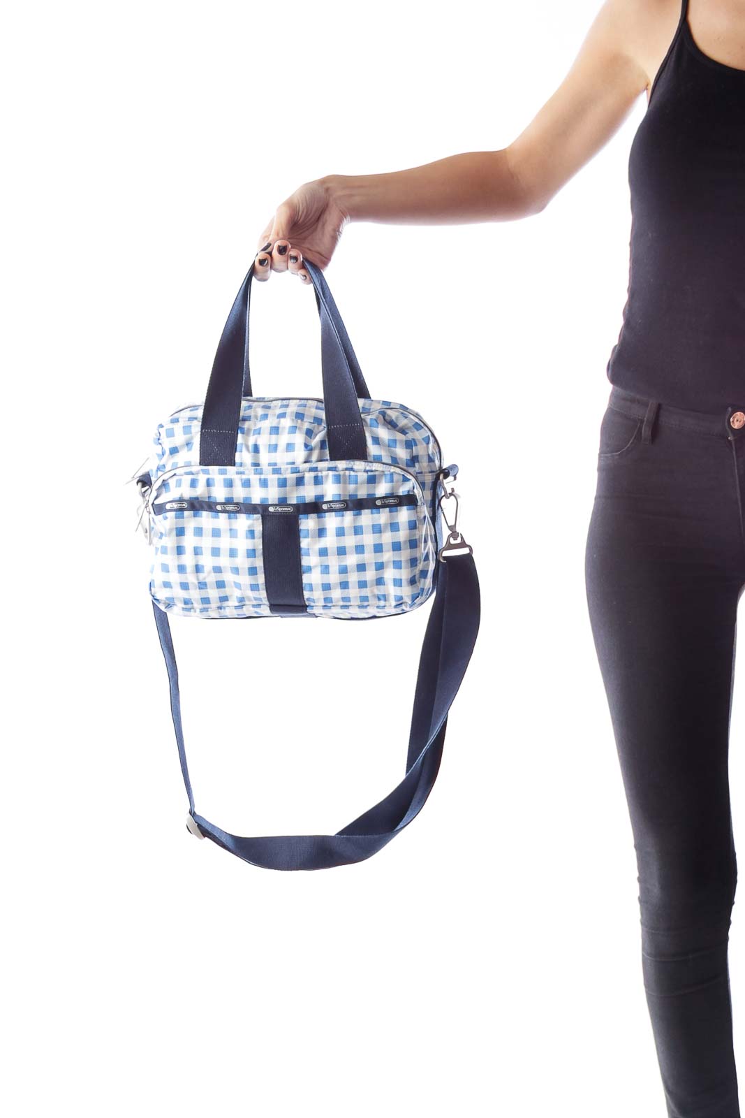 Blue & White Plaid Crossbody Bag