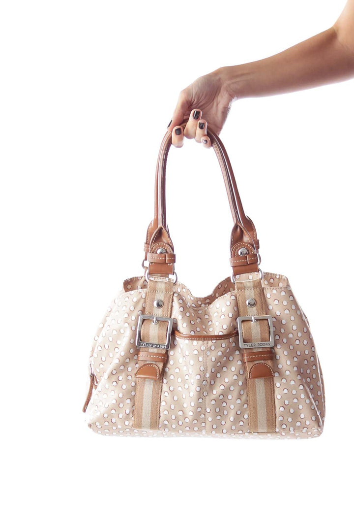 Beige & White Polka Dot Bag