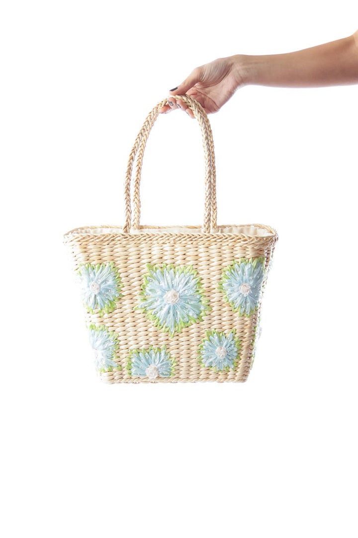 Embellished Straw Tote