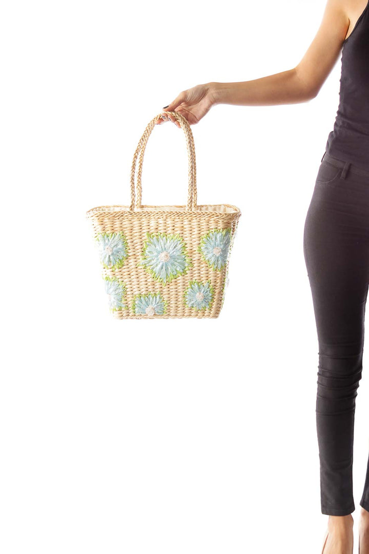 Embellished Straw Tote