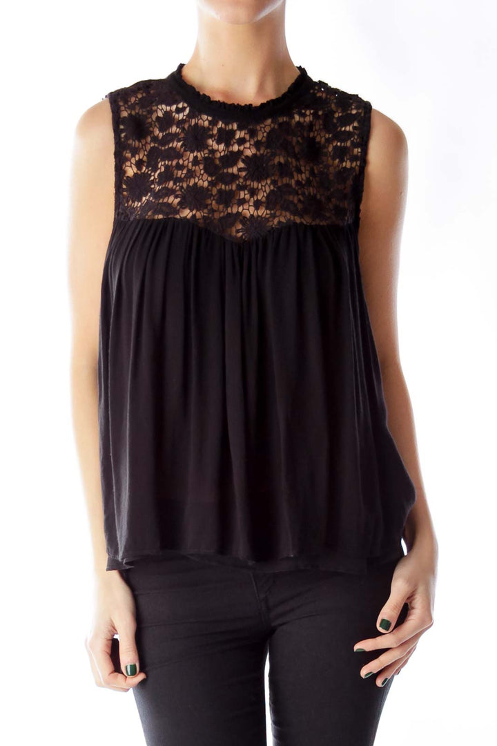 Black Crochet Detail Top