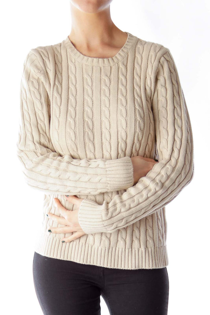 Beige Cable Knit Sweater