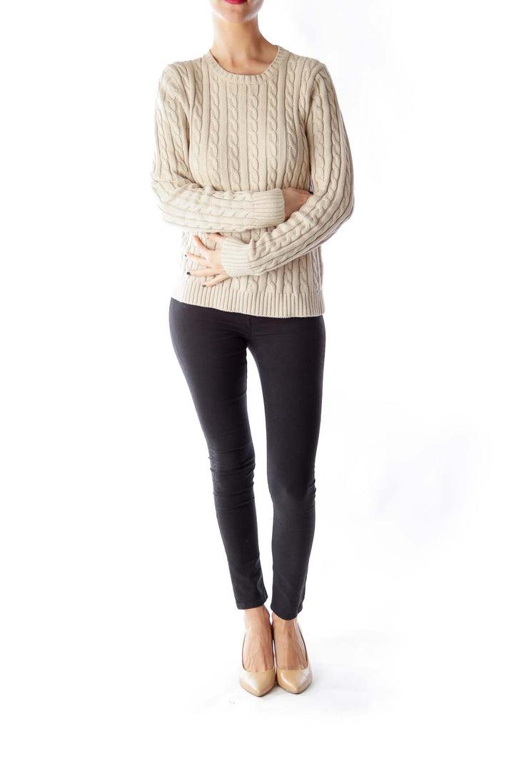 Beige Cable Knit Sweater