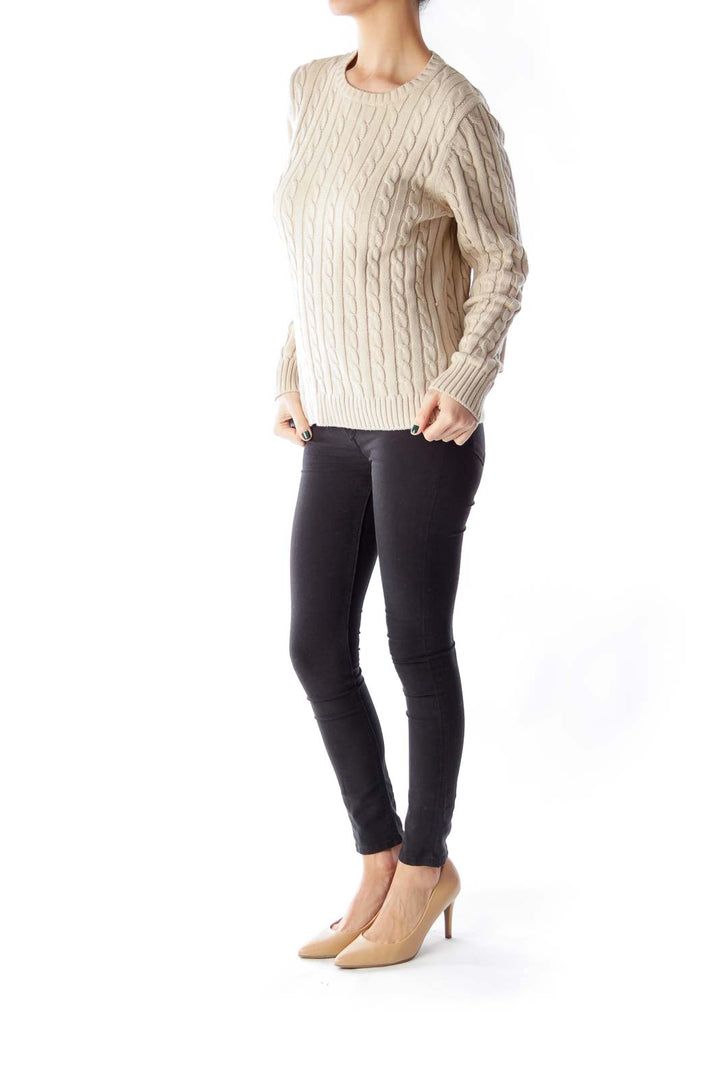 Beige Cable Knit Sweater