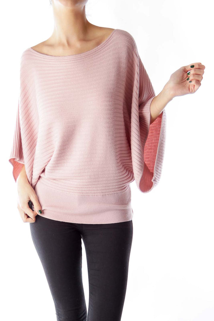 Pink Knit Bat Sleeve Shirt