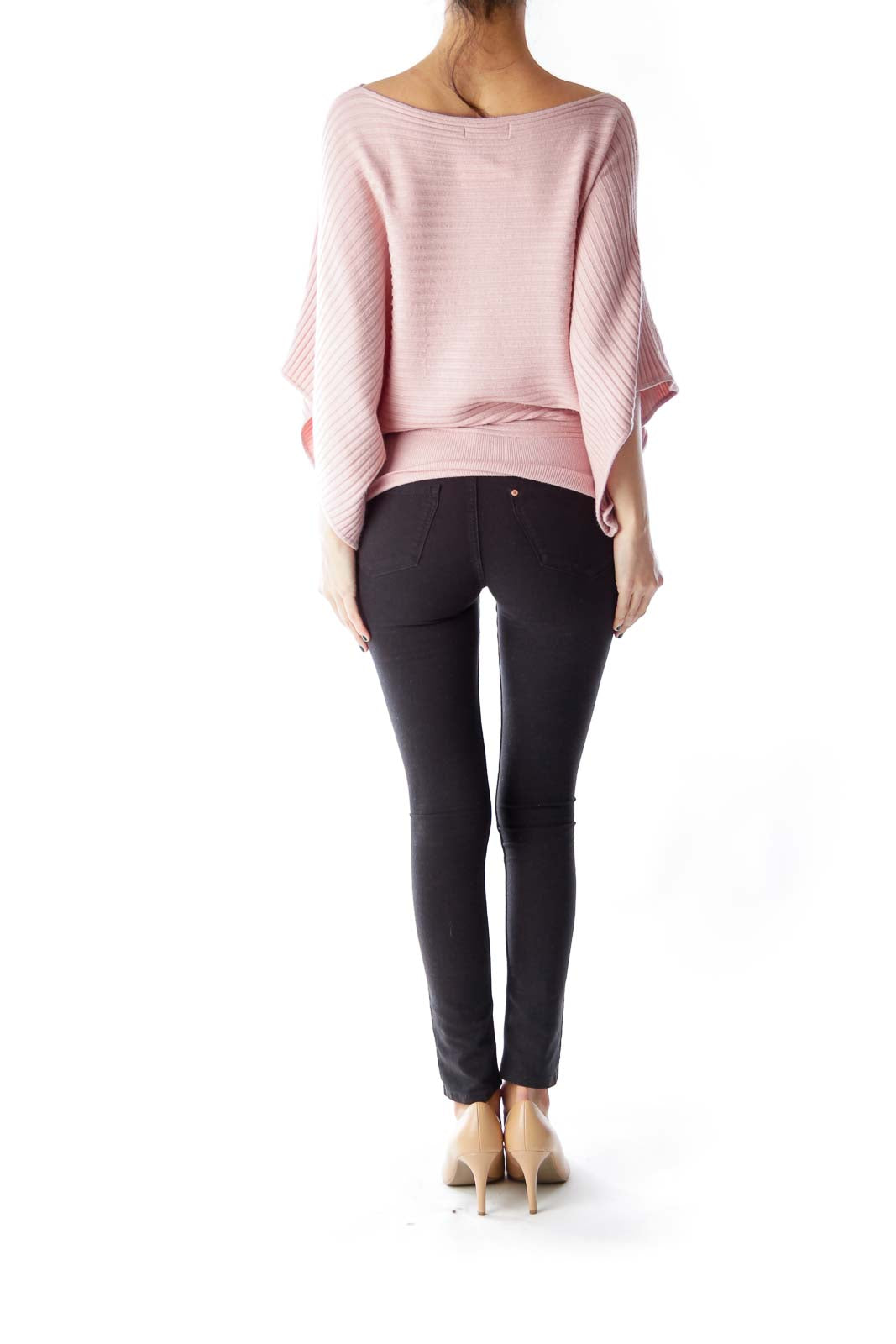 Pink Knit Bat Sleeve Shirt