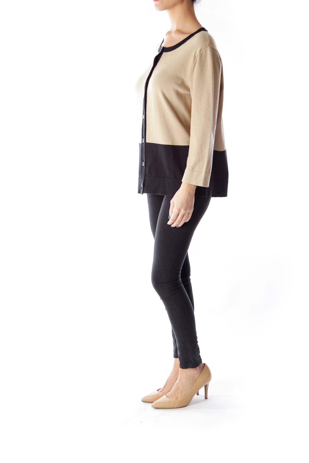 Khaki & Black Cardigan