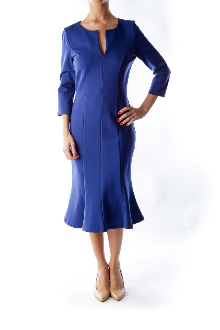 Blue Midi Trumpet Dress