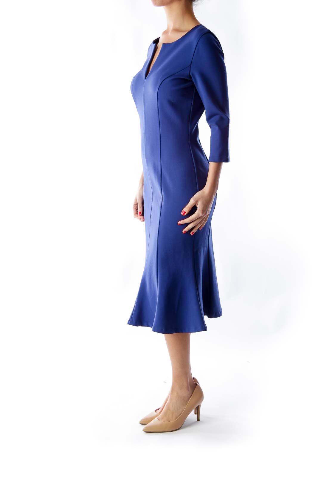 Blue Midi Trumpet Dress