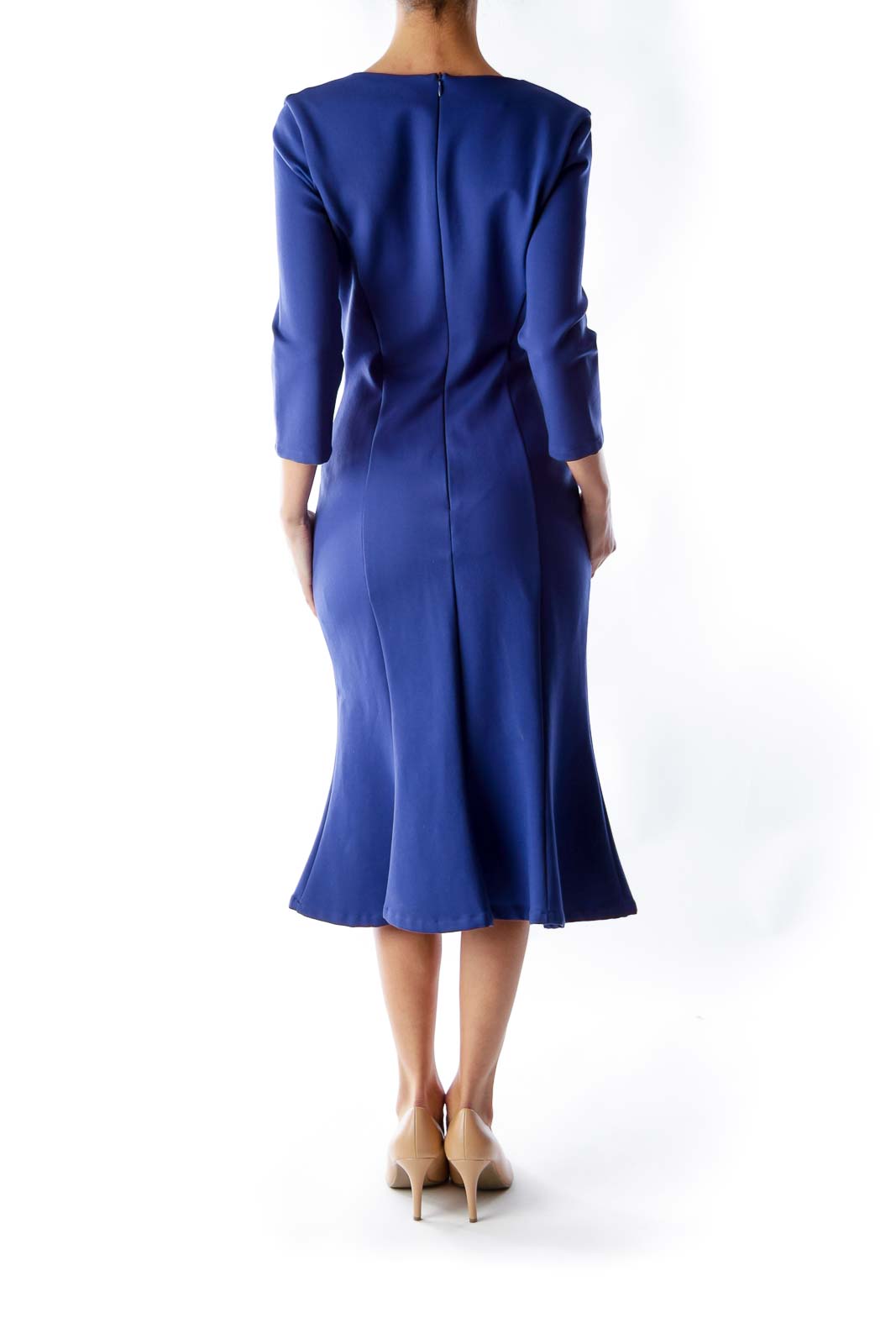 Blue Midi Trumpet Dress