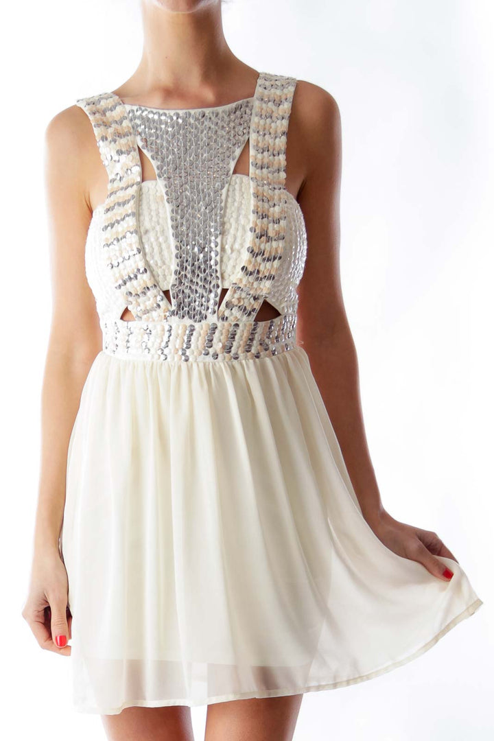 Beige Sequin Dress