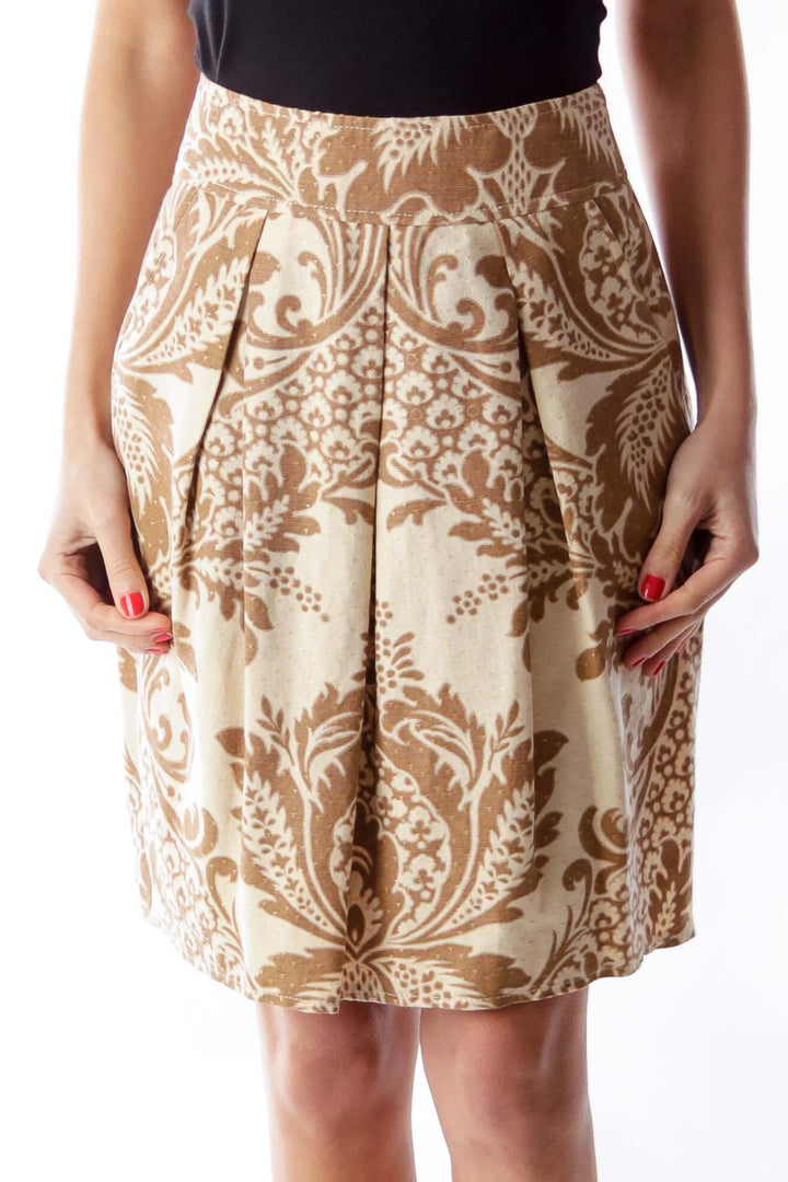 Beige Print Skirt