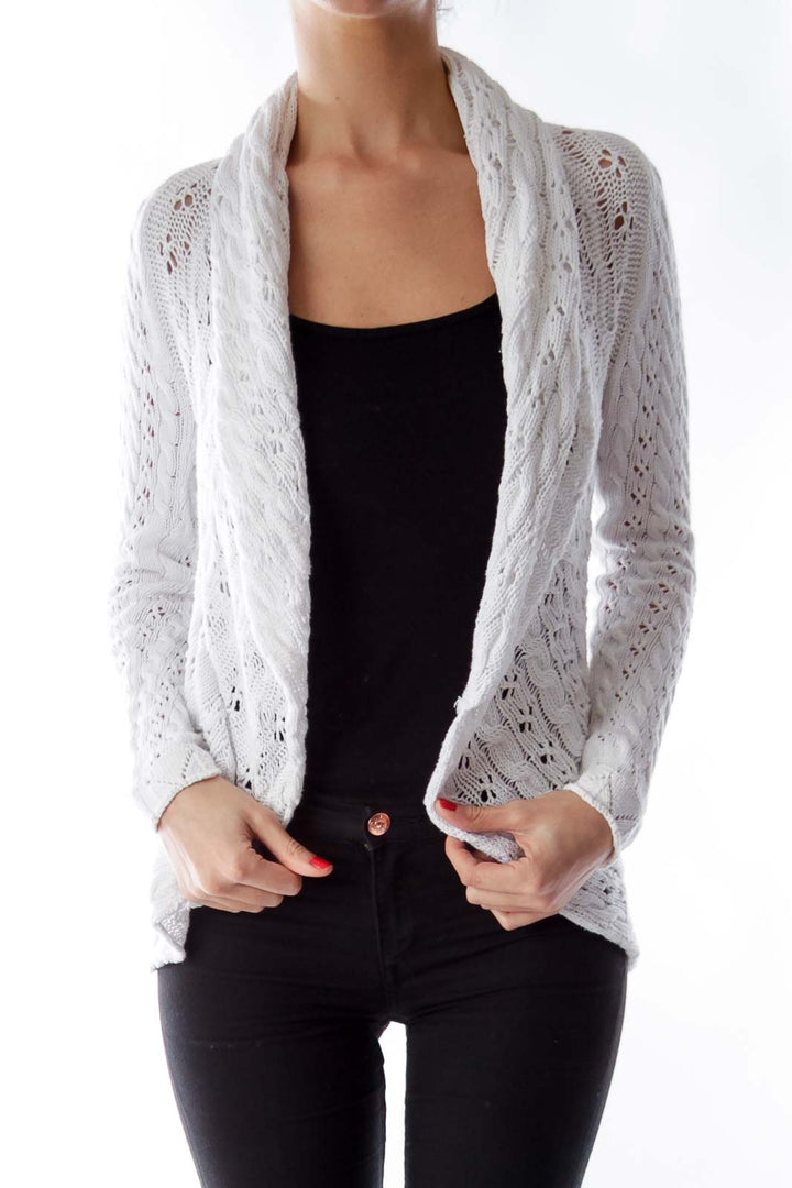 White Cable Knit Cardigan