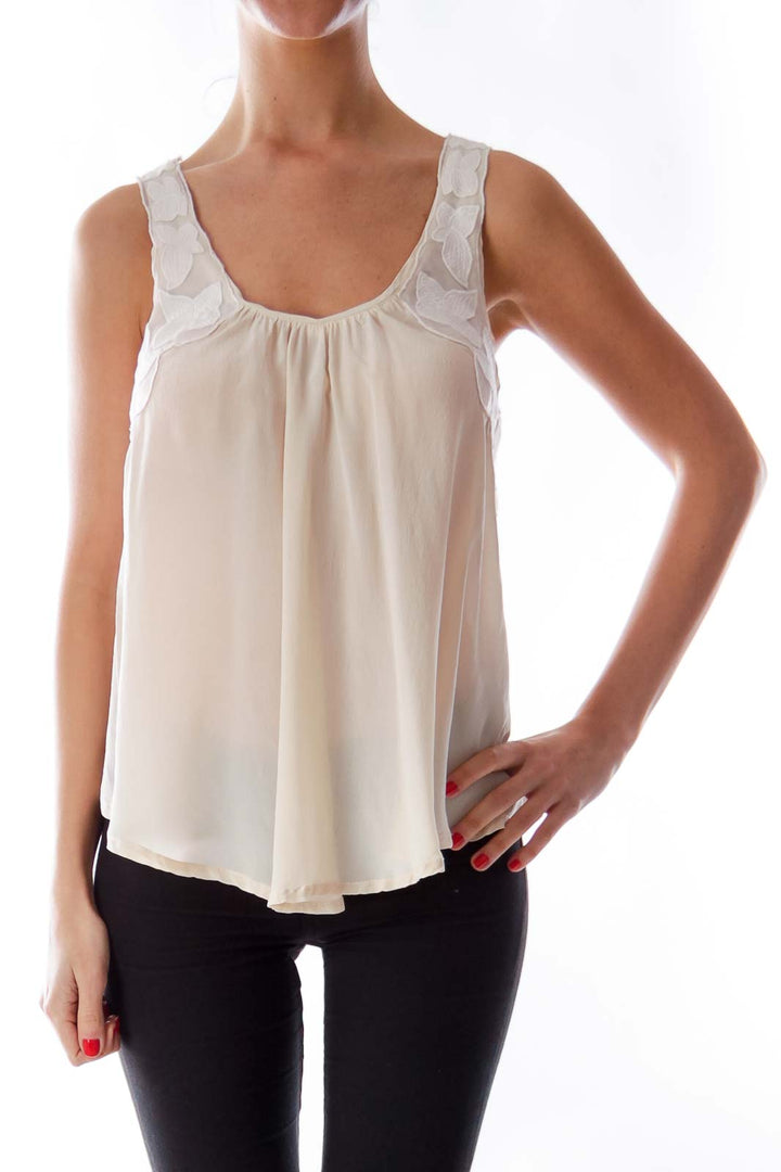 Beige Floral Application Top