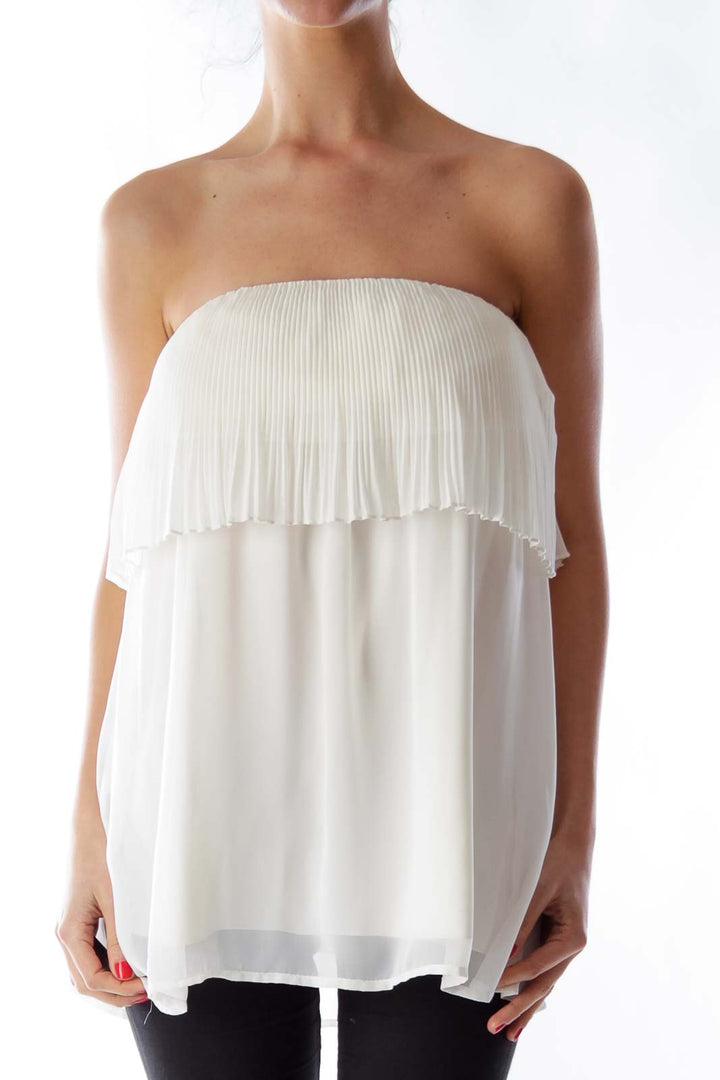 Beige Pleated Mini Dress