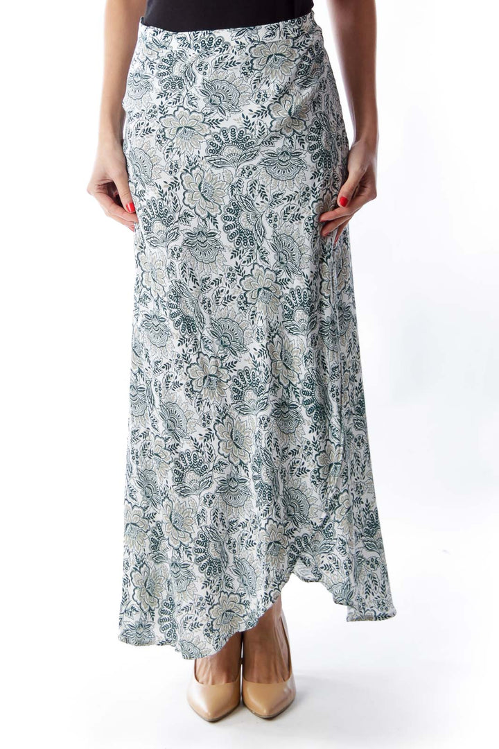 Green Print Wrap Skirt