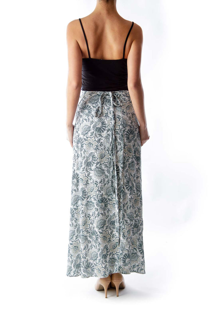 Green Print Wrap Skirt