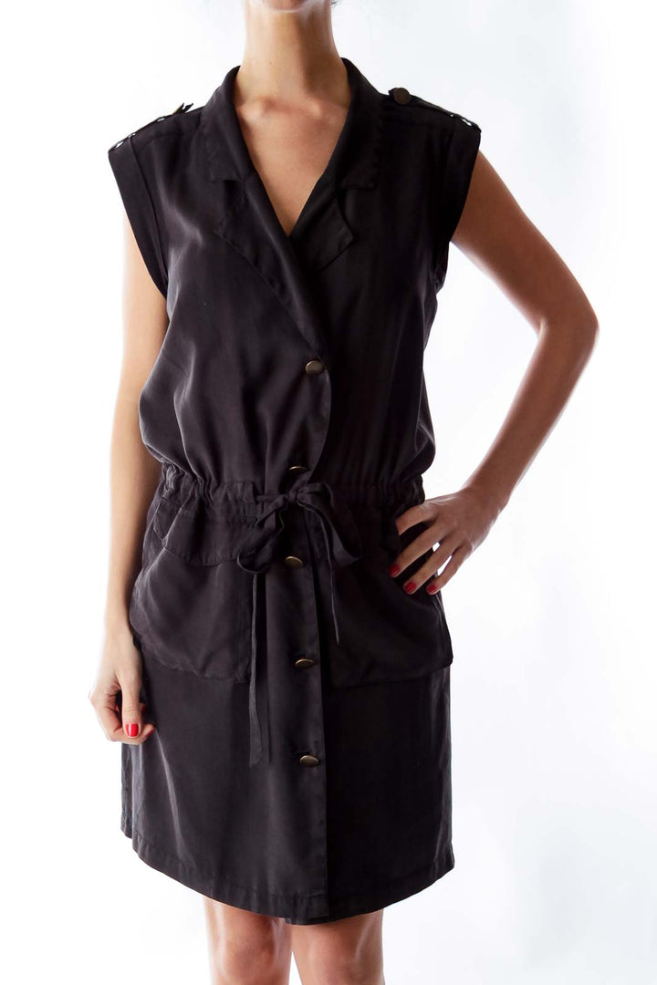 Black Silk Shirt Dress