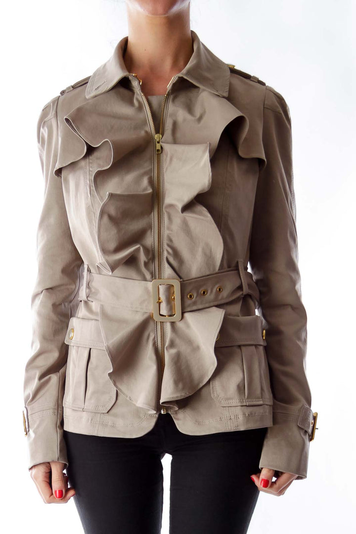 Khaki Ruffle Jacket