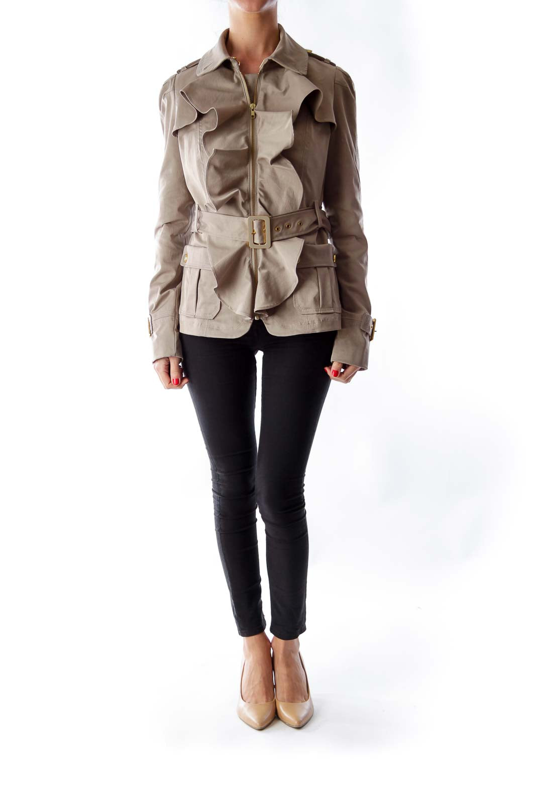 Khaki Ruffle Jacket