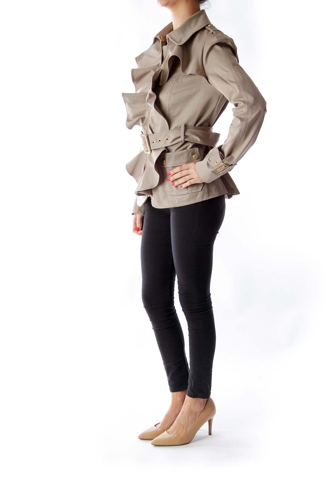 Khaki Ruffle Jacket