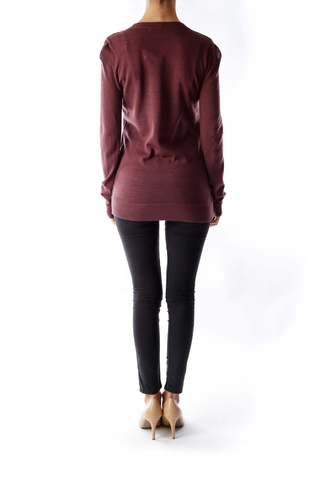 Burgundy Pocket Cardigan