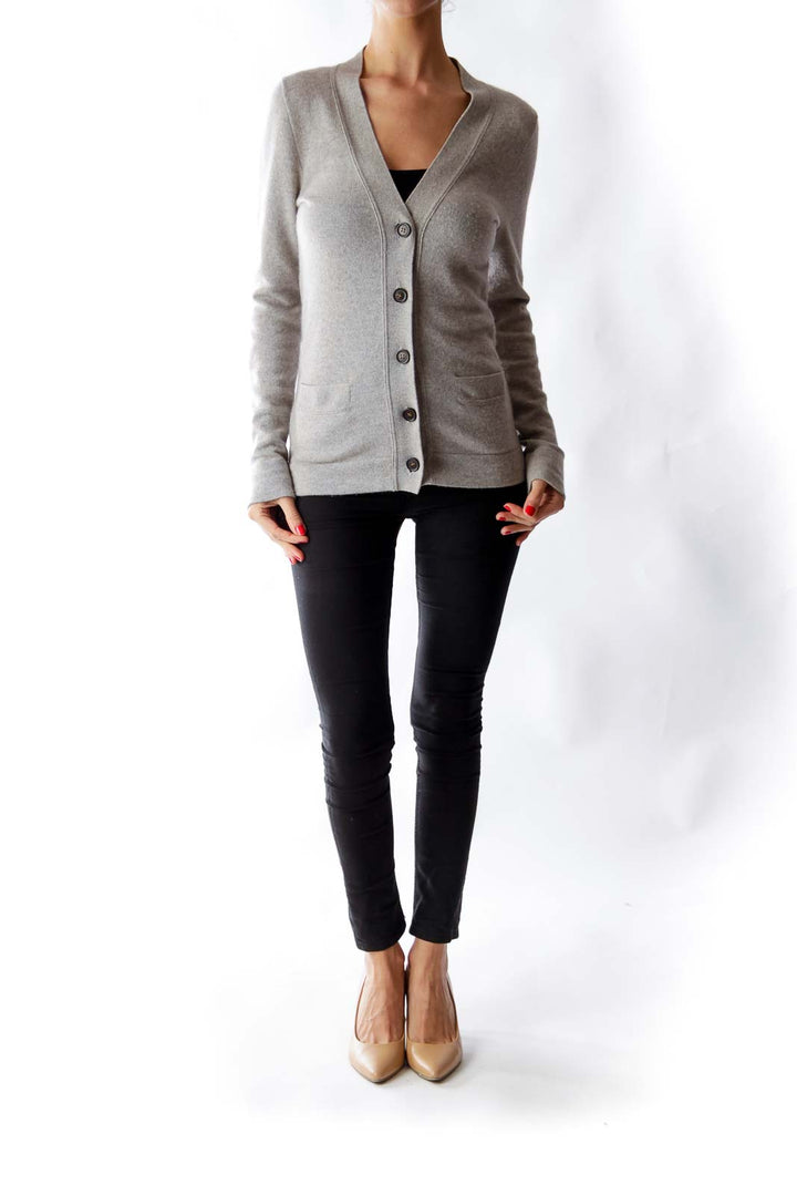 Beige Cashmere Cardigan