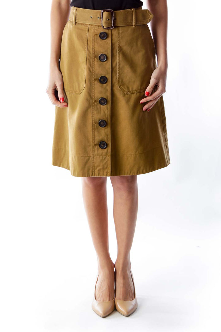 Khaki Button Skirt