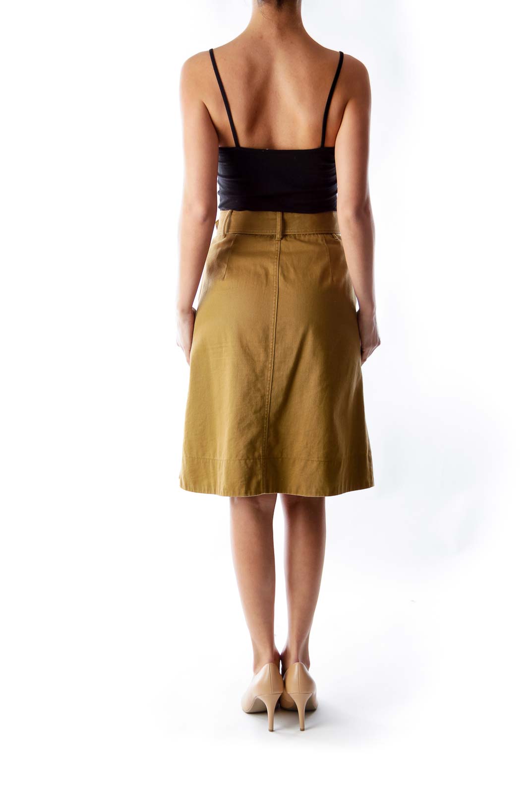 Khaki Button Skirt